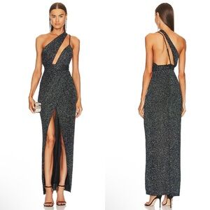 NEW NWT Michael Costello X REVOLVE Jacoub Cutout Maxi Gown In Green Shimmer